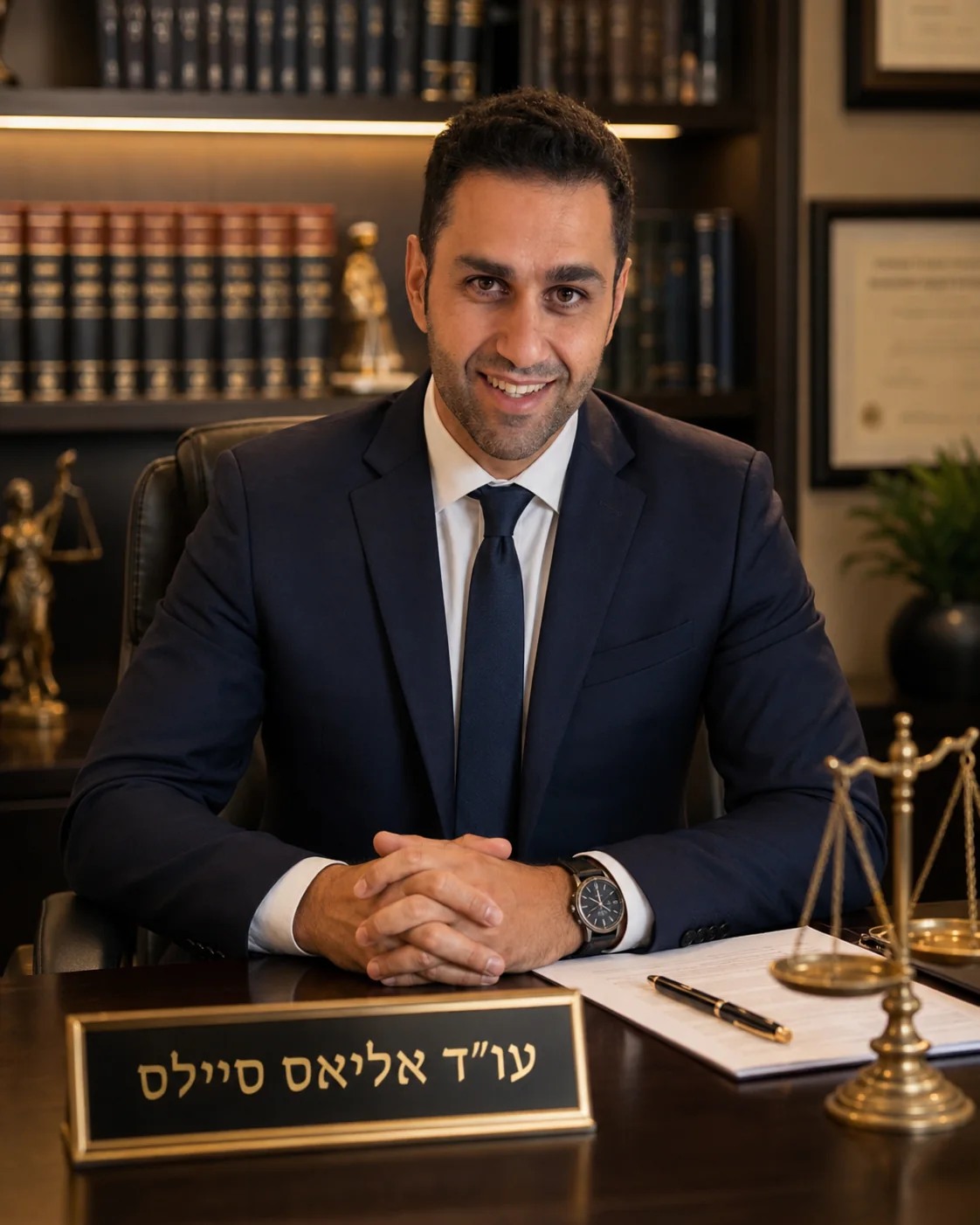 עו״ד, נוטריון ומגשר אליאס סיילס במשרדו